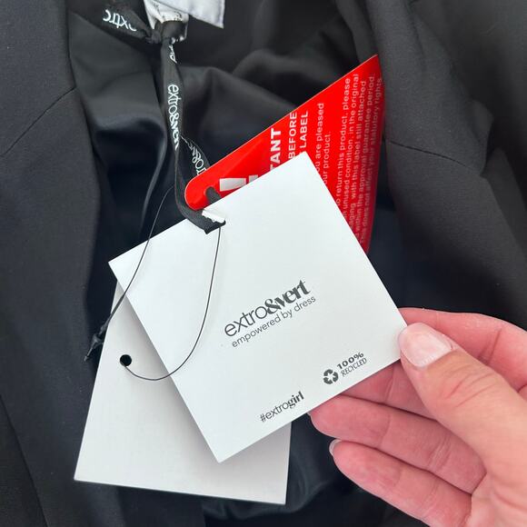 Extro & Vert Black Twist Front Blazer Skirt Dress Sz 12 - Picture 8 of 11